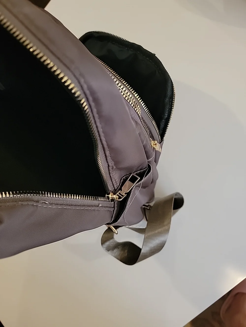 Quilted Taupe Women's Backpack with Gold Accents NWOT